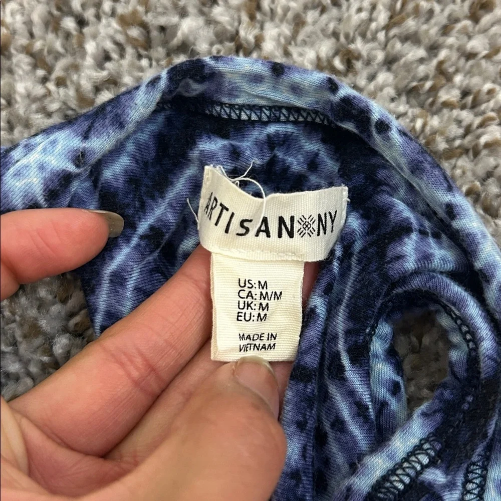 Artisan NY Blue Geometric Maxi Dress Size Medium – Sleeveless Boho Summer Dress - Picture 4 of 5